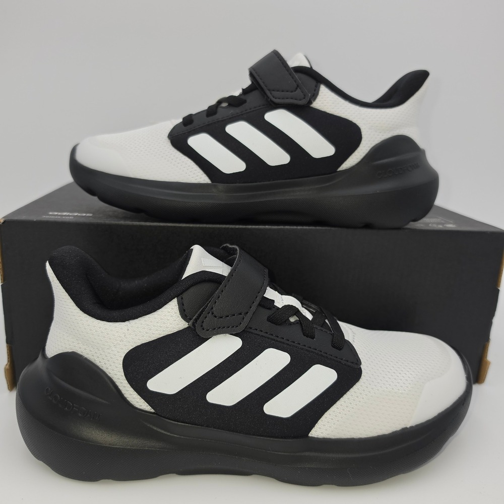 Adidas Tensaur Run 3.0 EL Kids Sneakers White Black JR6070 Size 2.5Y NWOB